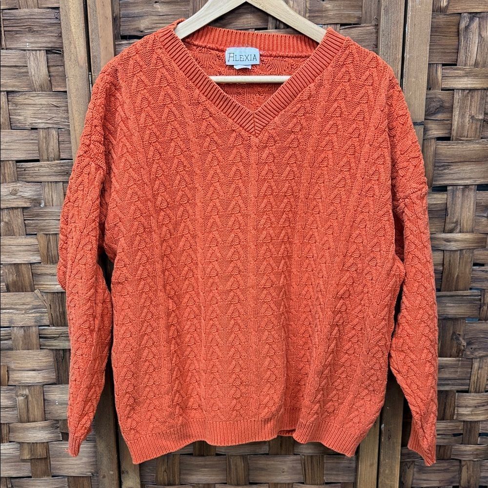 Vintage Alexia Orange Cable Knit Sweater